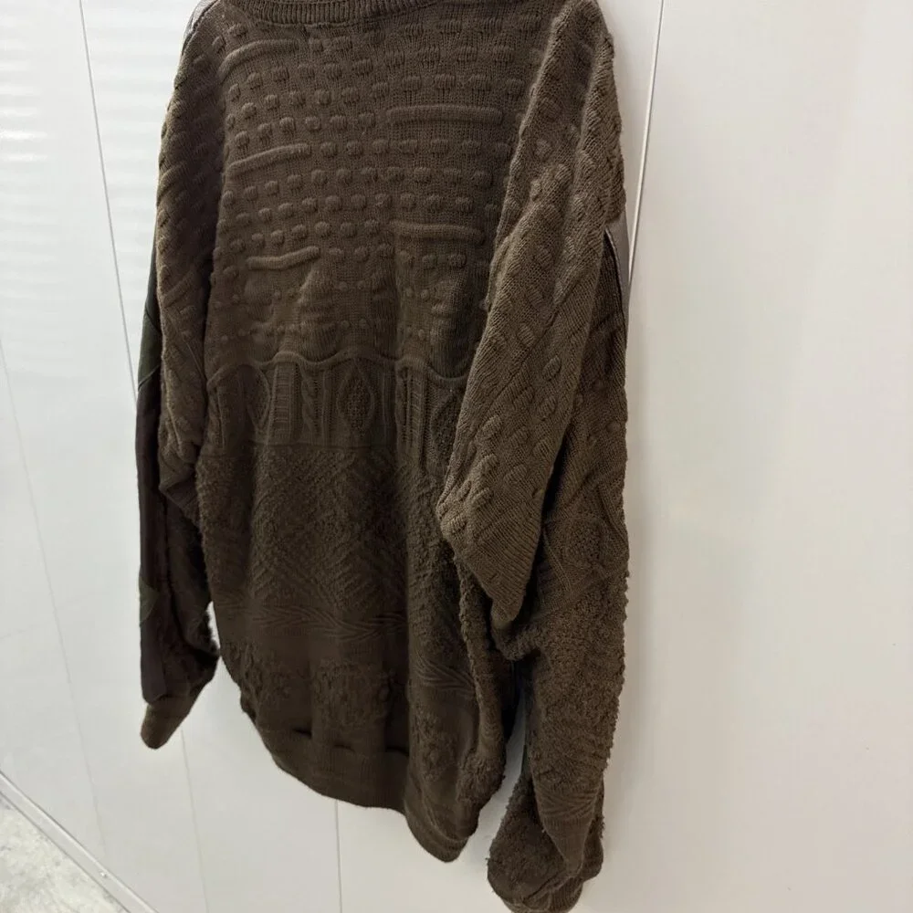 Vintage 90’s‎ Trutus Biancarra Crewneck Sweater Mens Large Leather Patchwork